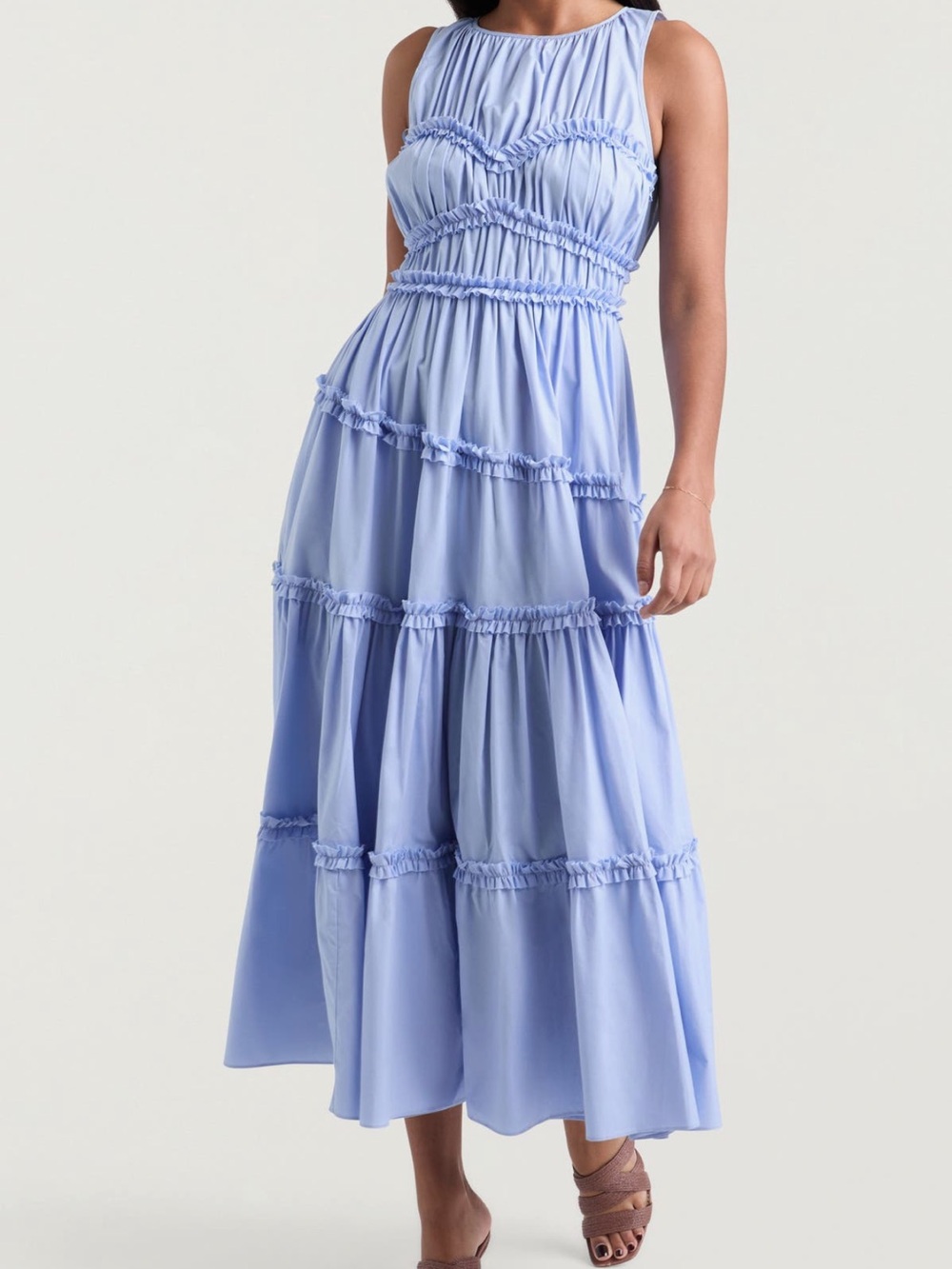 NWT Cinq a Sept Sirrina Midi Dress - Blue Hydrangea Layer Casual Party Size 2